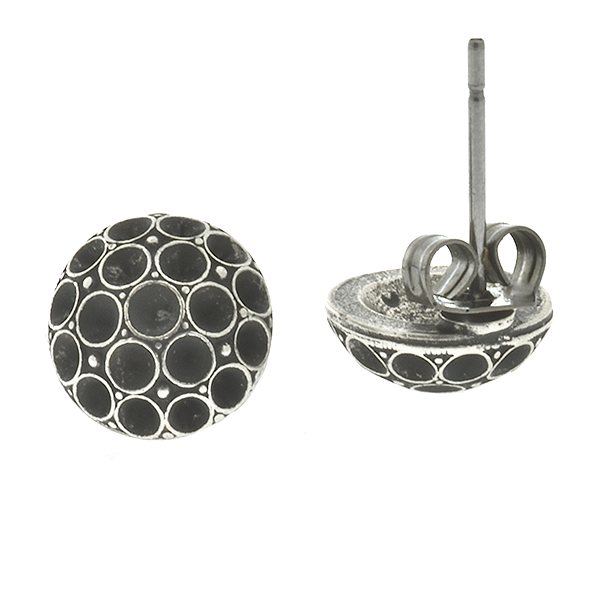 Metal casting decorative dome element for 14pp Swarovski Stud Earring bases