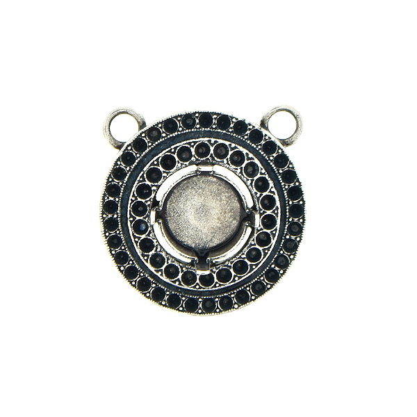 10mm Rivoli and Hollow circle metal casting elements Pendant base with two top loops
