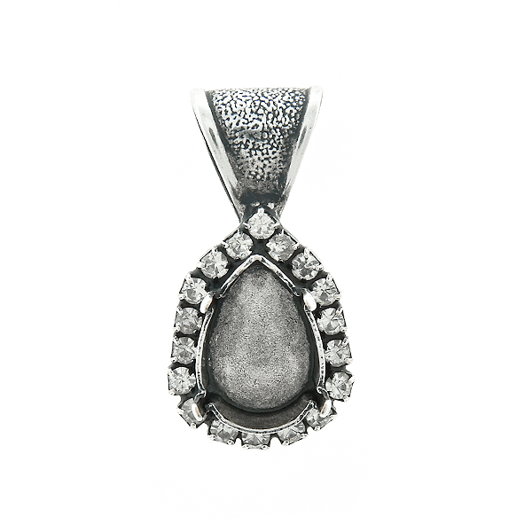 14x10mm Pear shape stone setting with SW Rhinestones Pendant base with bail