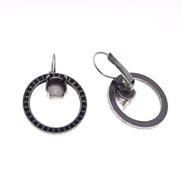 39ss stone settings with 8pp Hollow circle metal casting elements Leverback Earring bases