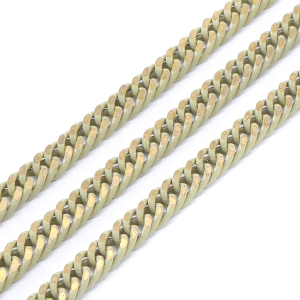 Polished Cream enamel stainless steel curb (gourmette) chain 4mm
