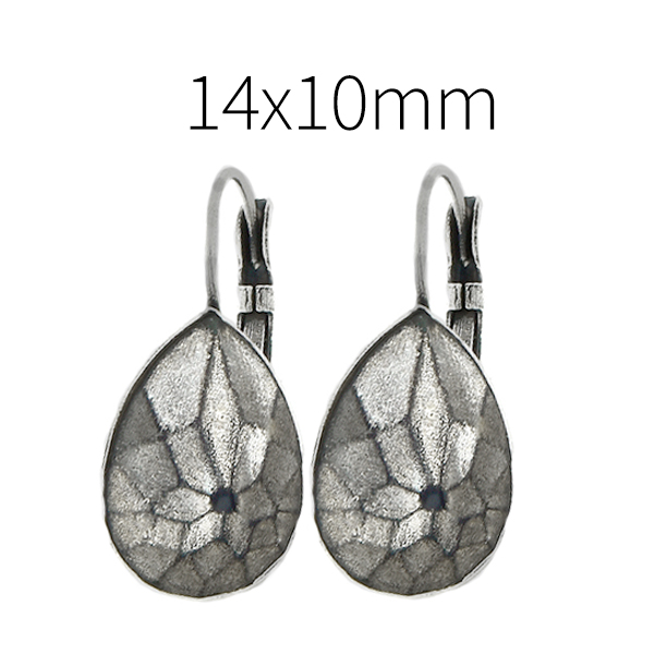14x10mm Pear shape Decorative stone settings Lever back Earring bases