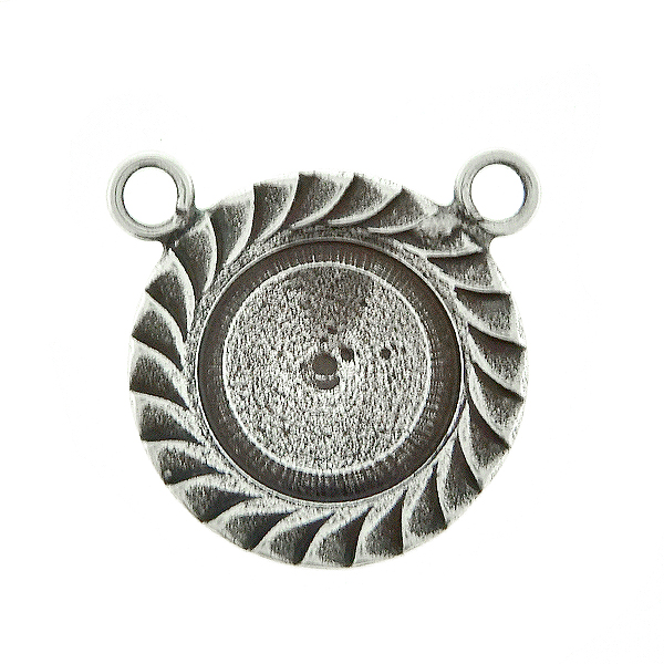12mm Rivoli Jagged ornamental metal casting Pendant base with two top loops