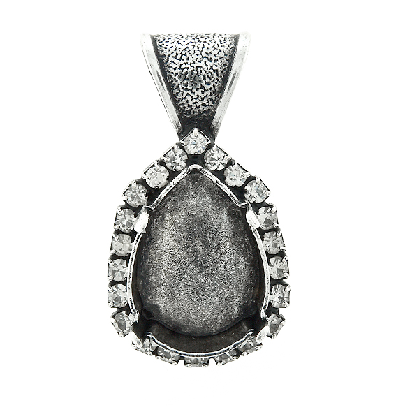 18x13mm Pear shape stone setting with SW Rhinestones Pendant base with bail