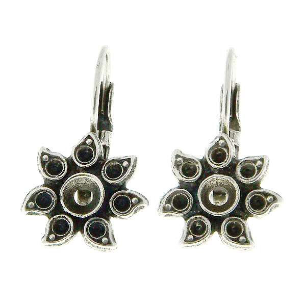 Metal casting Sunflower for 32pp and 8pp crystals Lever Back Earring bases