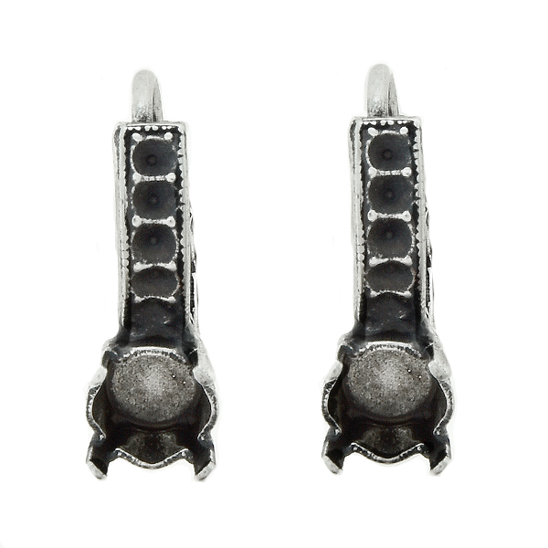 24ss stone setting with metal casting bow for 8pp crystals Lever back earring bases
