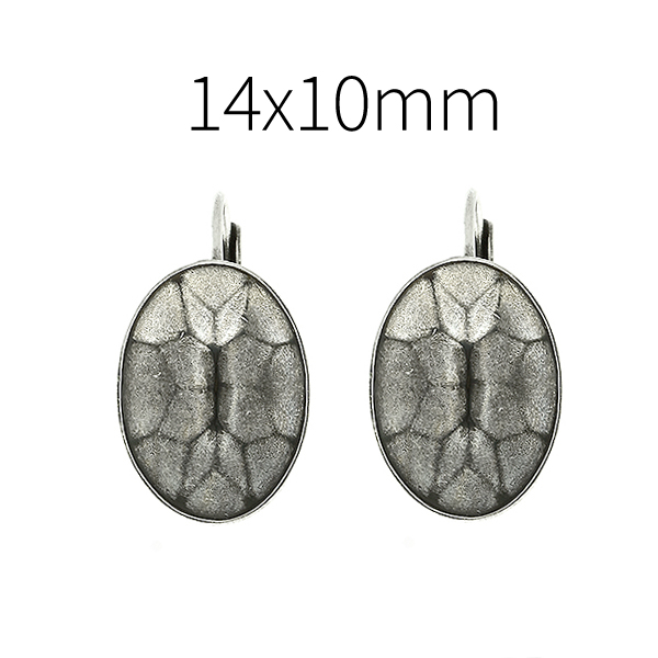 14x10mm Oval Decorative stone settings Lever Back Earring bases
