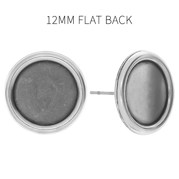 12mm Flat back stone setting stud Earring bases