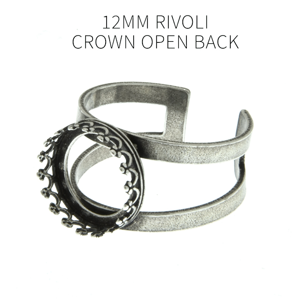12mm Rivoli Crown open back setting Double rows Adjustable ring base