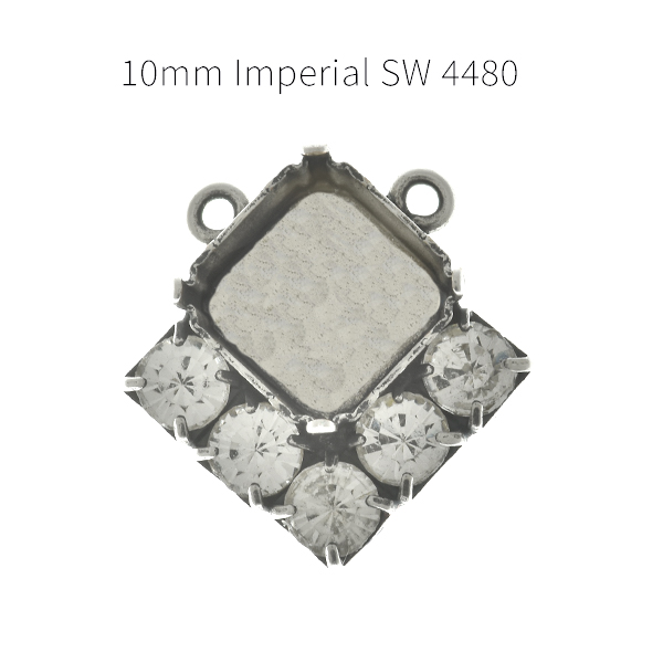 10x10mm Imperial SW 4480 square setting with 32pp SW Rhinestones Pendant base with two top loops