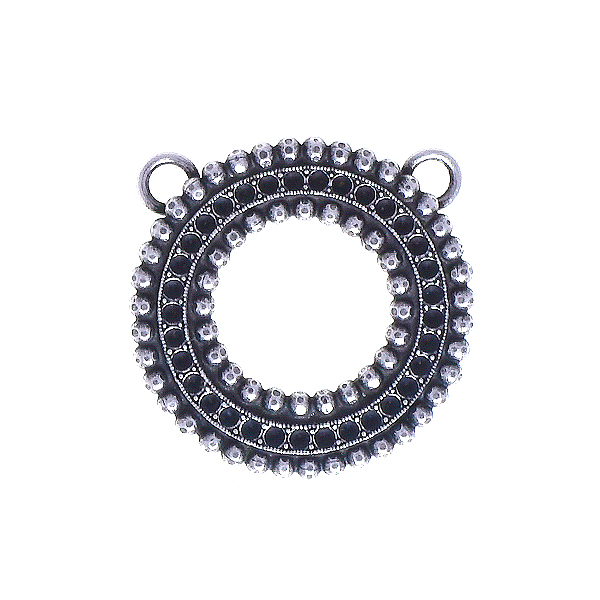 8pp Hollow circle metal casting element and two rows of Ball chain Pendant base with two top loops