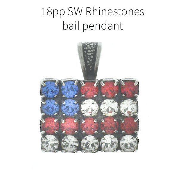 Flag of USA 18pp SW rhinestone pendant with thin bail