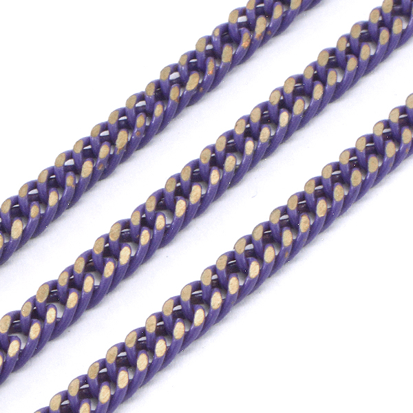 Polished Purple enamel stainless steel curb (gourmette) chain 4.2mm