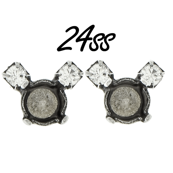 24ss stone settings with 18pp Swarovski Rhinestones Dainty Mouse Stud Earring bases