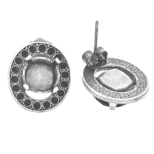 39ss stone settings inside of 8pp metal casting Oval Stud Earring bases