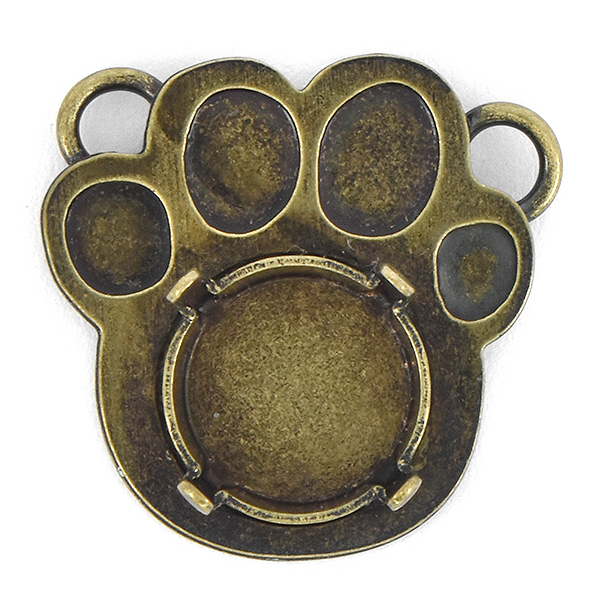 10mm Rivoli Paw Pendant base with two top side loops