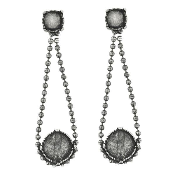 12mm Rivoli and 39ss faceted 2mm ball chain Hanging Stud Earrings