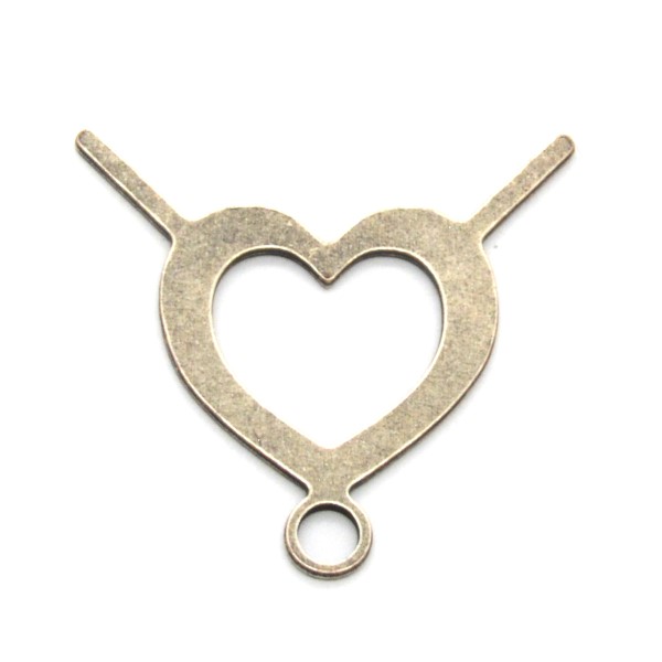 Heart shaped jewelry connector with bottom loop - 5pcs pack