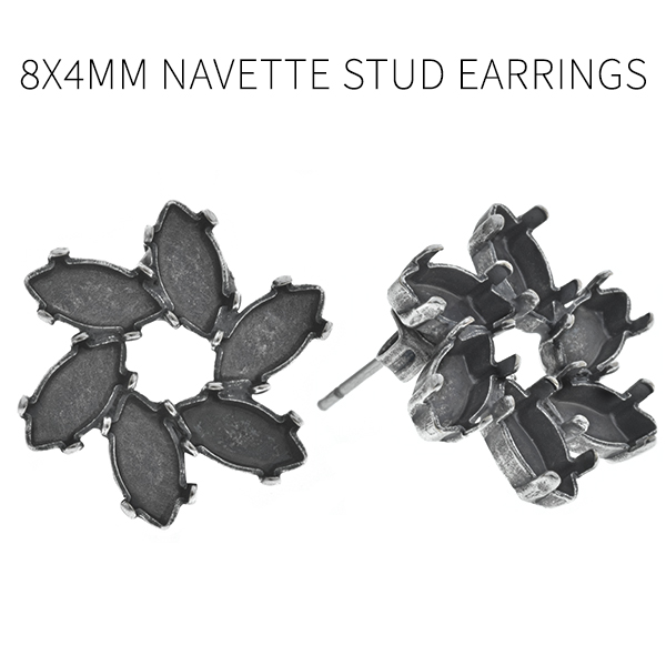 8x4mm Navette settings Fancy stud earring bases