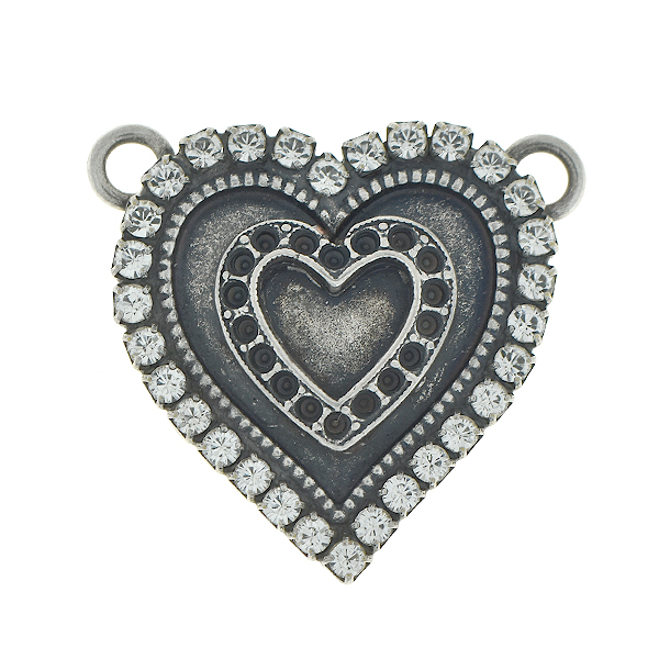 8pp Heart pendant base with Rhinestones and top loop