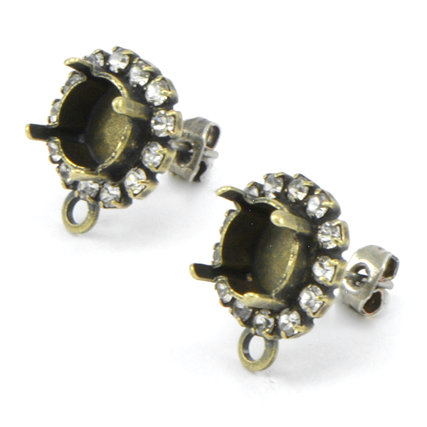 39ss Stud Earring base with SW Rhinestone and bottom loop