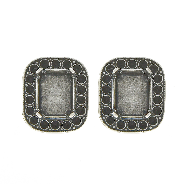 8X10mm Octagon Stud earrings base with cushion frame for 12pp crystals
