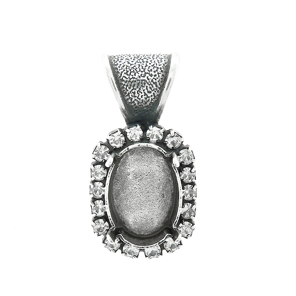 14x10mm Oval stone setting with SW Rhinestones Pendant base with bail