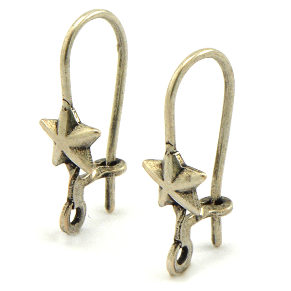 Star Earrings hooks with bottom loop - 10pcs pack