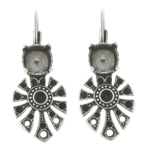 8pp, 14pp, 24pp Decorative Ethnic metal casting Elements with three holes and 39ss settings Lever Back Earrings