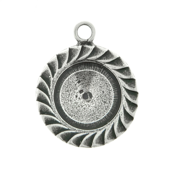 12mm Rivoli Jagged ornamental metal casting Pendant base with one top loop
