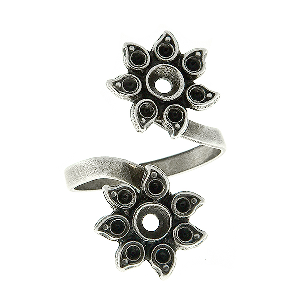 Metal casting Sunflower for 32pp and 8pp crystals Spiral open ring base